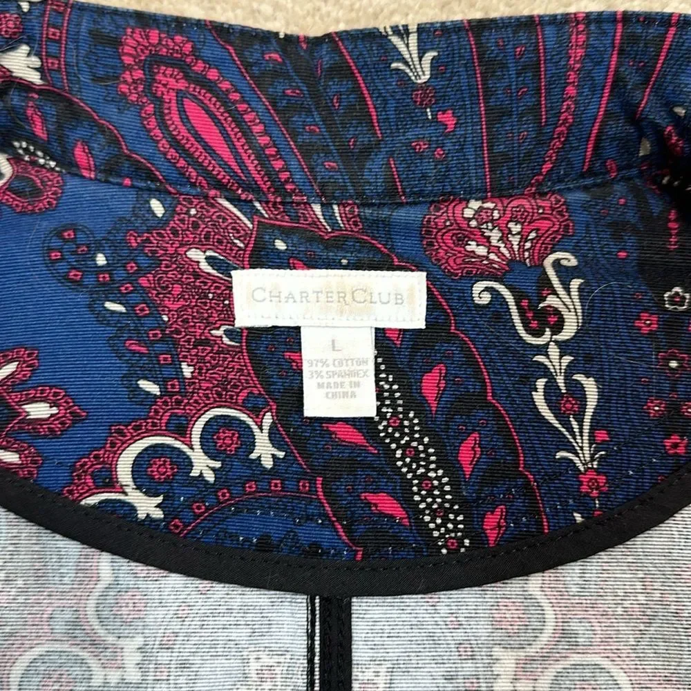 Charter Club Multicolor Paisley Print Jacket Art to Wear Stretch Women Large